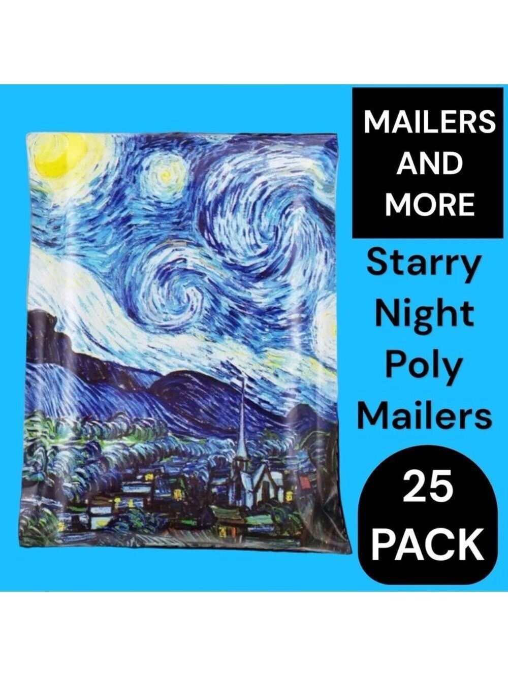 25 10X13 Poly Mailers Starry Night Flat Mailers PRICE IS FIRM - Picture 3 of 5